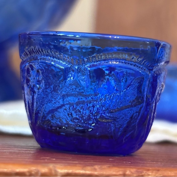 Tiny Blue Glass Punch Bowl Set - Picture 5 of 5